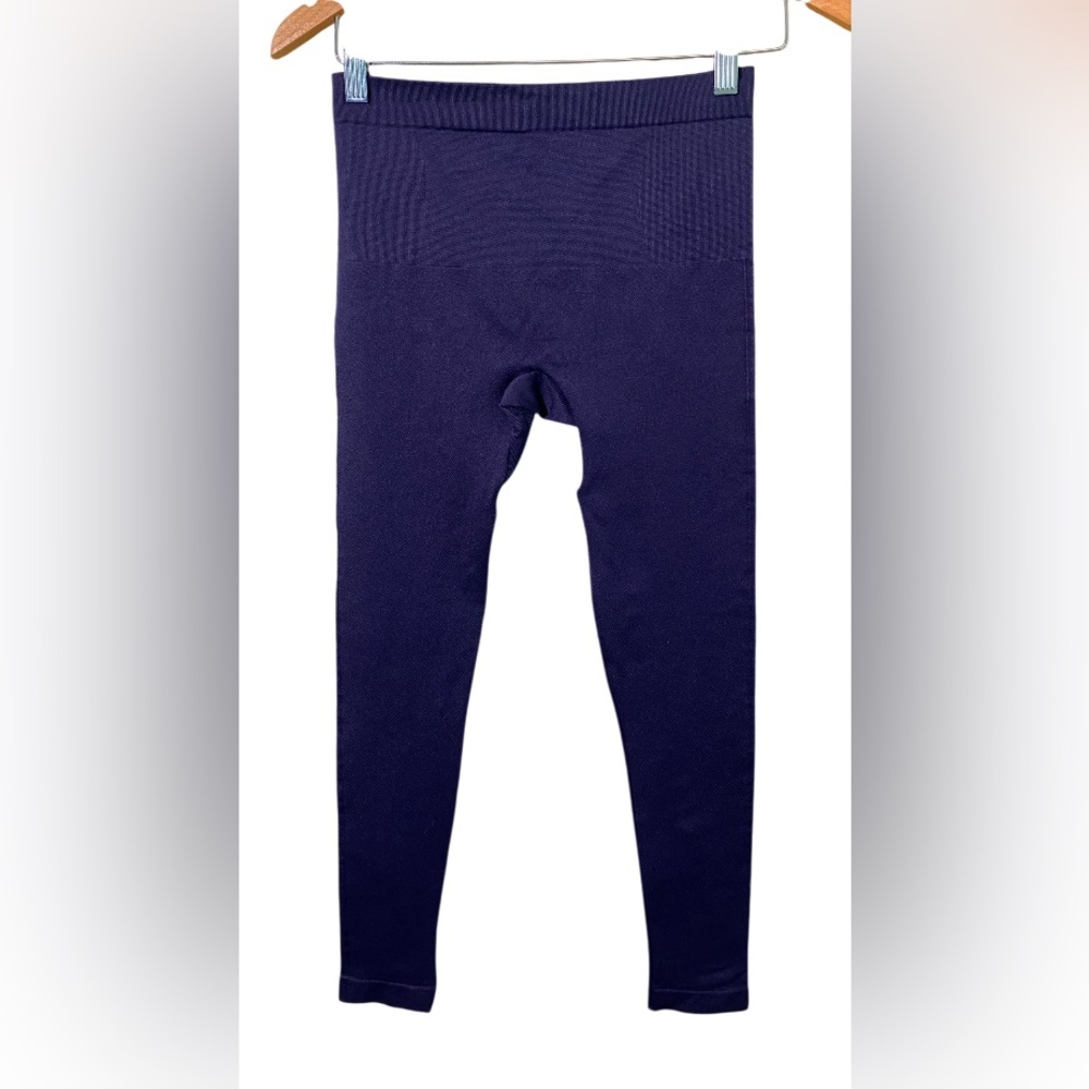 Empetua: Dark Purple High Waisted Shaping Leggings with Slip Grip Waist